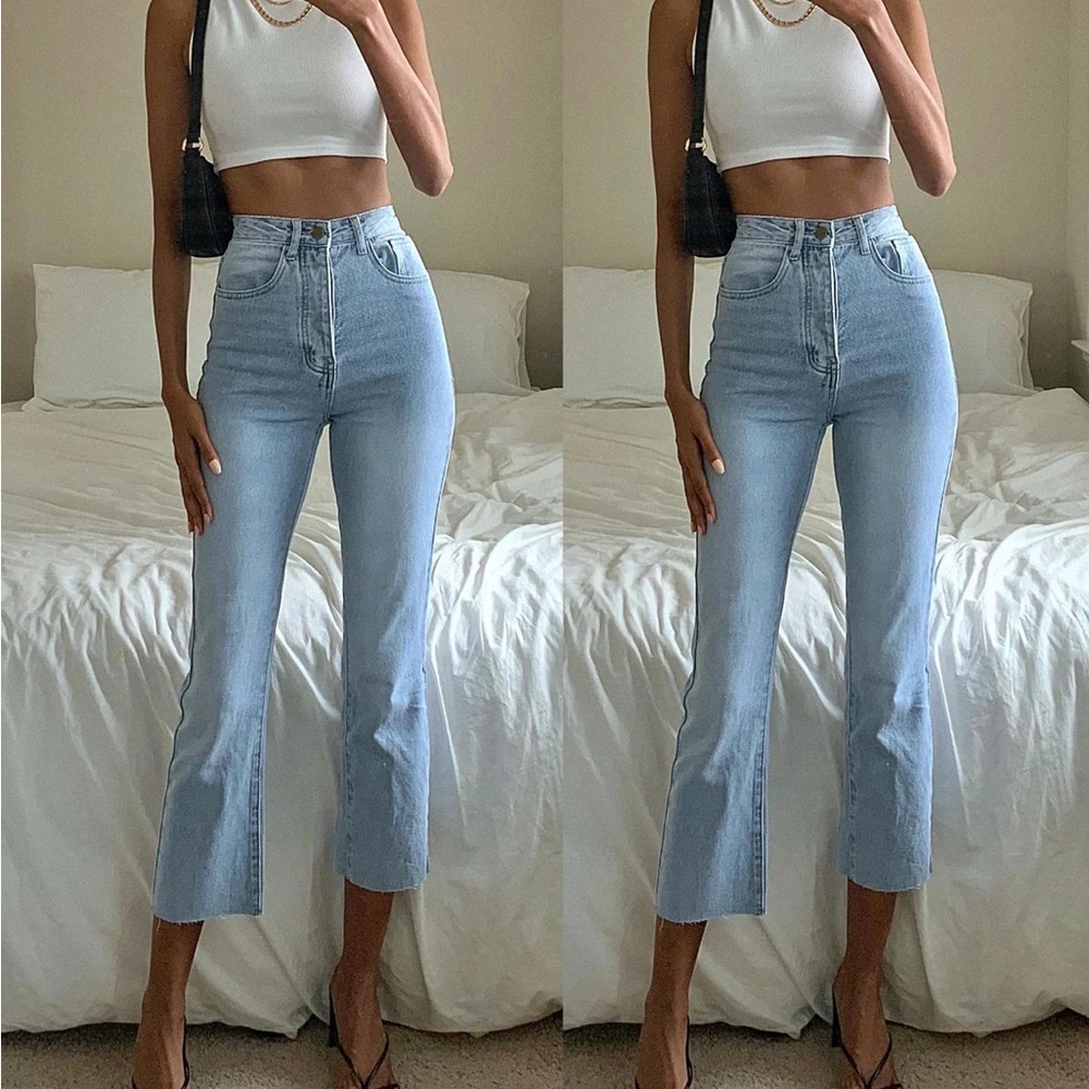 Princess Polly Angela Cropped Jeans Light Wash Denim
